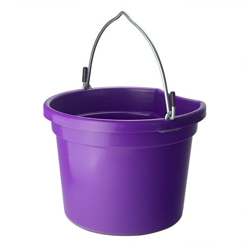 18566 - Animal Accessories - Plastic Flat Back Bucket with Metal Handle - Purple - 8 Litre - Austral Ag