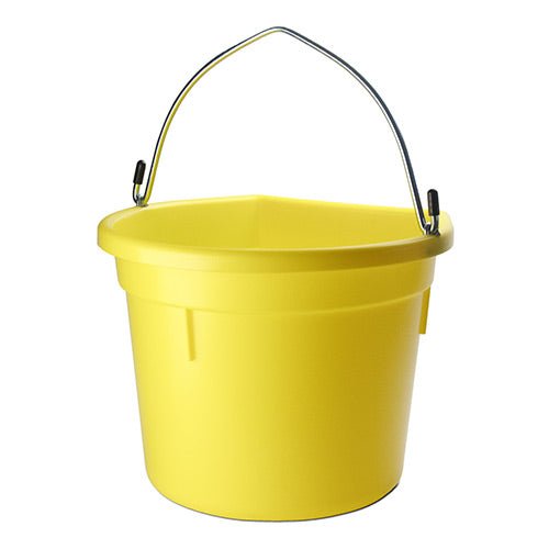18573 - Animal Accessories - Plastic Flat Back Bucket with Metal Handle - Yellow - 20 Litre - Austral Ag