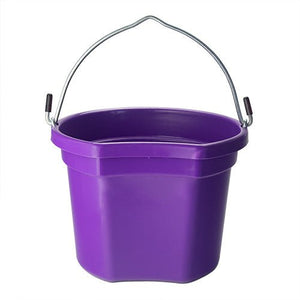 18566 - Animal Accessories - Plastic Flat Back Bucket with Metal Handle - Purple - 8 Litre - Austral Ag