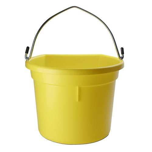 18573 - Animal Accessories - Plastic Flat Back Bucket with Metal Handle - Yellow - 20 Litre - Austral Ag