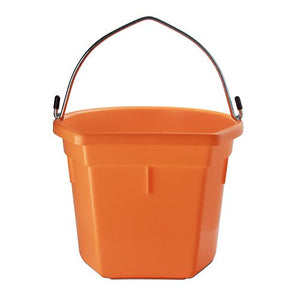 18570 - Animal Accessories - Plastic Flat Back Bucket with Metal Handle - Orange - 20 Litre - Austral Ag
