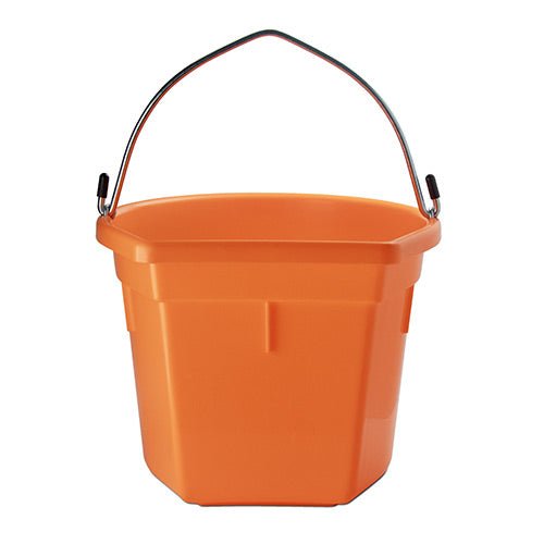 18570 - Animal Accessories - Plastic Flat Back Bucket with Metal Handle - Orange - 20 Litre - Austral Ag