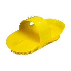 15363 - Animal Accessories - Plastic Massage Curry Comb - Yellow - Large - Austral Ag