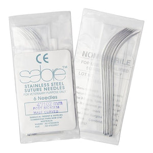 15673 - Animal Health - Post Mortem 1/2 Curved Needles (110) - 4" - Austral Ag
