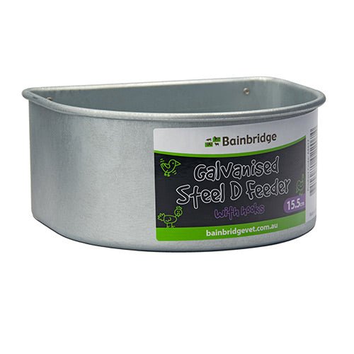 18598 - Animal Accessories - Poultry D Feeder Galvanised Steel with Hooks - 15.5cm - Austral Ag