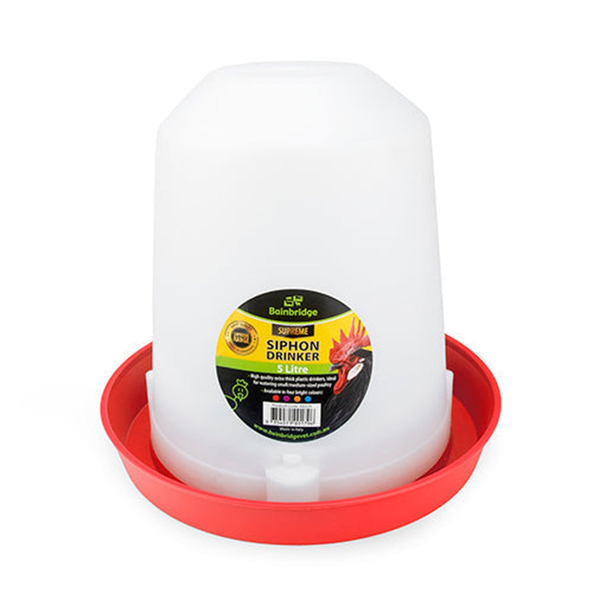 14460 - Animal Accessories - Poultry Drinker Siphon Straight - Red - 5L - Austral Ag