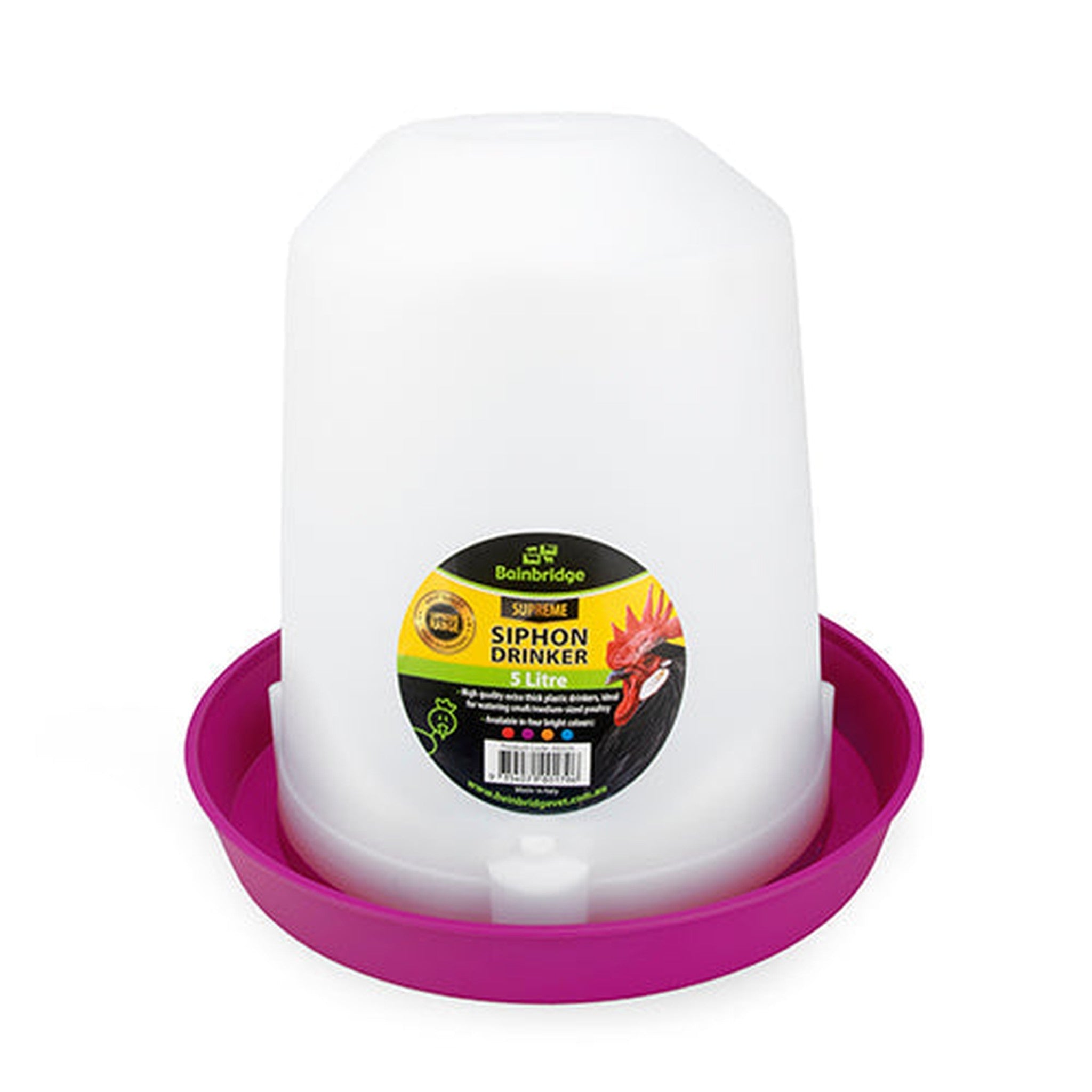 14459 - Animal Accessories - Poultry Drinker Siphon Straight - Purple - 5L - Austral Ag