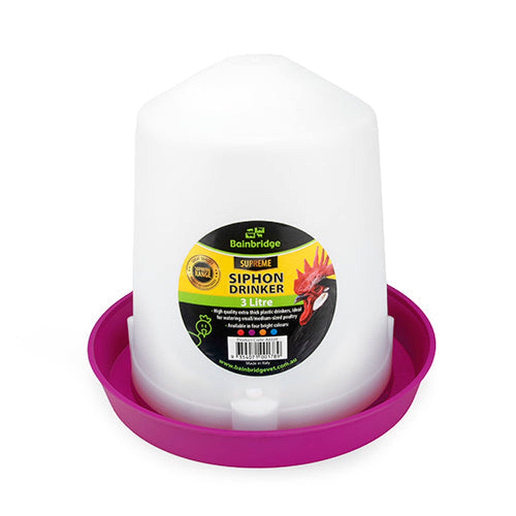 14455 - Animal Accessories - Poultry Drinker Siphon Straight - Purple - 3L - Austral Ag