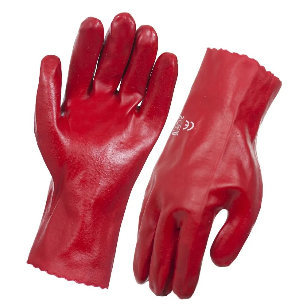 18350 - Hardware - PVC Single Dip Gloves - 45cm - Red - Austral Ag