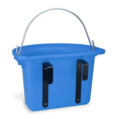 18588 - Animal Accessories - Rail Hanging Flat Back Bucket with Metal Handle - Blue - 12 Litre - Austral Ag