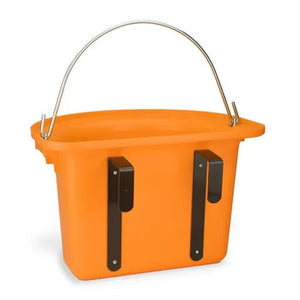 18590 - Animal Accessories - Rail Hanging Flat Back Bucket with Metal Handle - Orange - 12 Litre - Austral Ag