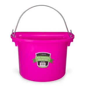 18591 - Animal Accessories - Rail Hanging Flat Back Bucket with Metal Handle - Pink - 12 Litre - Austral Ag