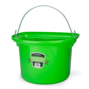 18591 - Animal Accessories - Rail Hanging Flat Back Bucket with Metal Handle - Pink - 12 Litre - Austral Ag