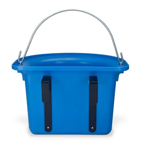 18588 - Animal Accessories - Rail Hanging Flat Back Bucket with Metal Handle - Blue - 12 Litre - Austral Ag