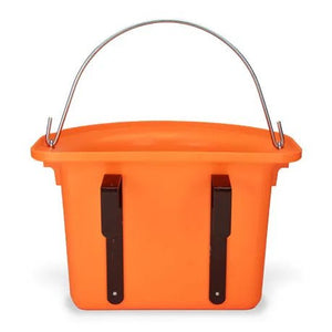 18590 - Animal Accessories - Rail Hanging Flat Back Bucket with Metal Handle - Orange - 12 Litre - Austral Ag