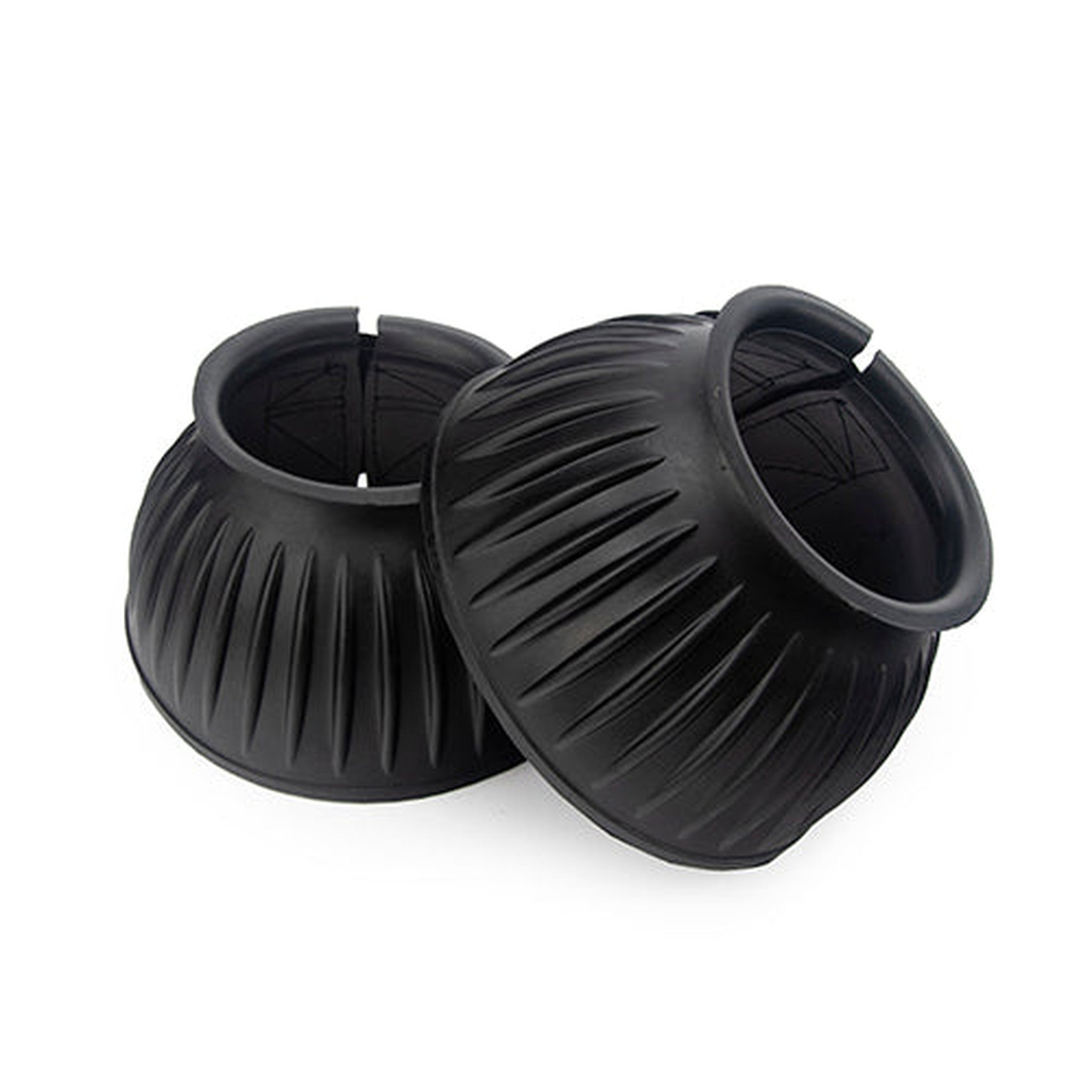 13821 - Animal Accessories - Ribbed Bell Boots Velcro Pair - Black - XX Large - Austral Ag