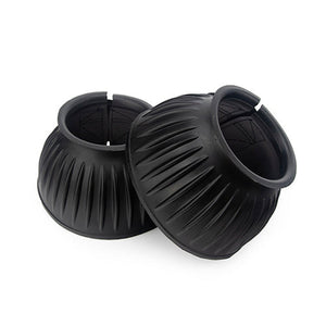 13821 - Animal Accessories - Ribbed Bell Boots Velcro Pair - Black - XX Large - Austral Ag