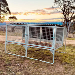 18520 - Animal Accessories - SDK Raised Dog Kennel Portable Outdoor Steel Cage with Roof - 3 - Austral Ag