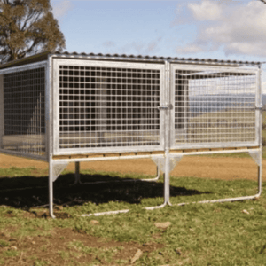 18519 - Animal Accessories - SDK Raised Dog Kennel Portable Outdoor Steel Cage with Roof - 2 - Austral Ag