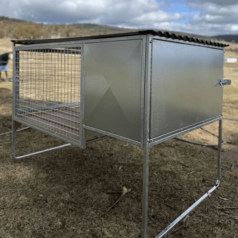 18518 - Animal Accessories - SDK Raised Dog Kennel Portable Outdoor Steel Cage with Roof - 1 - Austral Ag