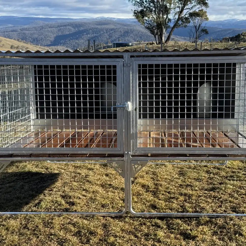 18518 - Animal Accessories - SDK Raised Dog Kennel Portable Outdoor Steel Cage with Roof - 1 - Austral Ag