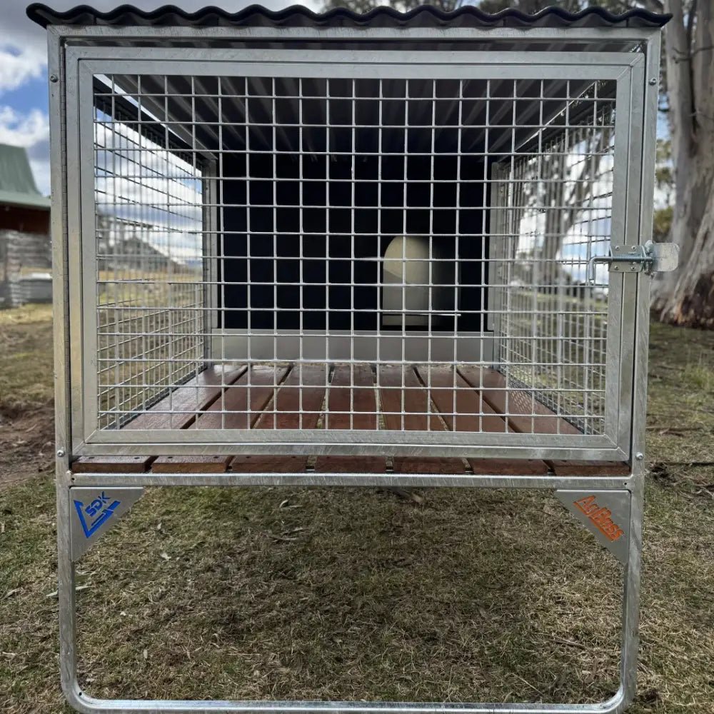 18518 - Animal Accessories - SDK Raised Dog Kennel Portable Outdoor Steel Cage with Roof - 1 - Austral Ag