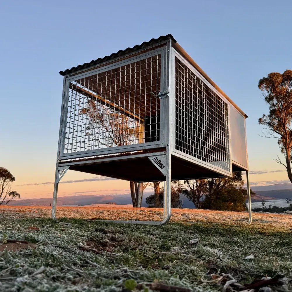 18518 - Animal Accessories - SDK Raised Dog Kennel Portable Outdoor Steel Cage with Roof - 1 - Austral Ag