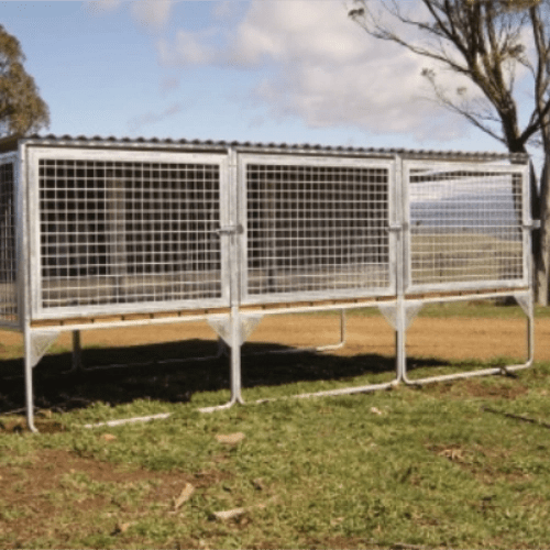 18520 - Animal Accessories - SDK Raised Dog Kennel Portable Outdoor Steel Cage with Roof - 3 - Austral Ag