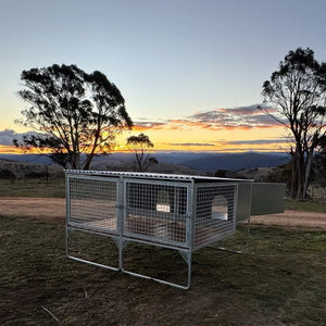 18518 - Animal Accessories - SDK Raised Dog Kennel Portable Outdoor Steel Cage with Roof - 1 - Austral Ag