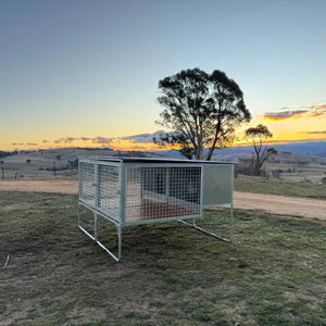 18518 - Animal Accessories - SDK Raised Dog Kennel Portable Outdoor Steel Cage with Roof - 1 - Austral Ag