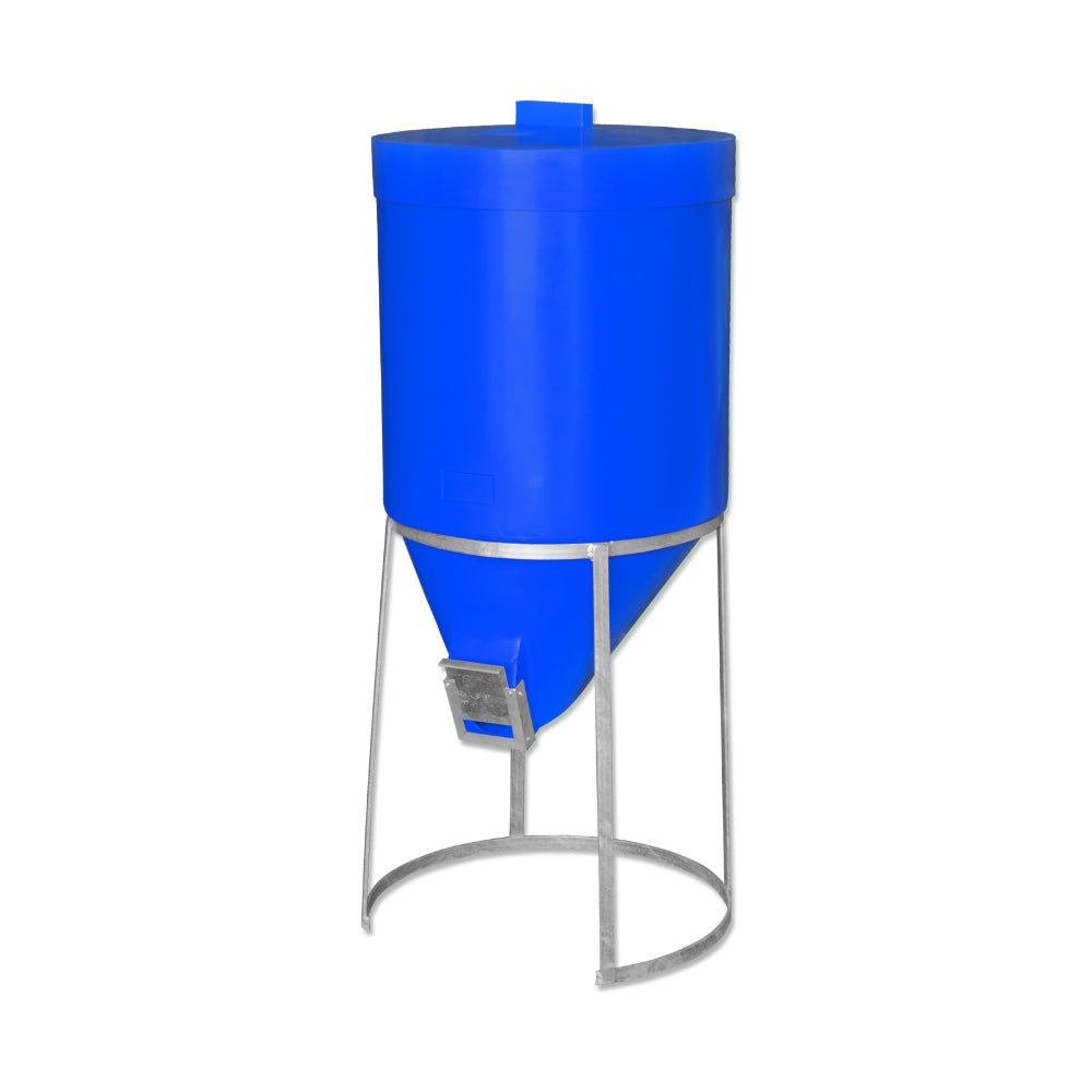 15997 - Hardware - Silo with Lid & Gal Stand - 200L - Blue - Austral Ag
