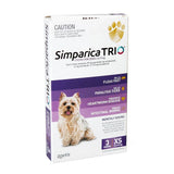 15186 - Animal Health - Simparica Trio Dog Chews - 2.6 - 5kg - Extra Small - Purple - 3 Pk - Austral Ag