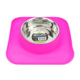 14343 - Animal Accessories - Stainless Steel Bowl with Silicon Diner Mat - Pink - 540ml - Austral Ag