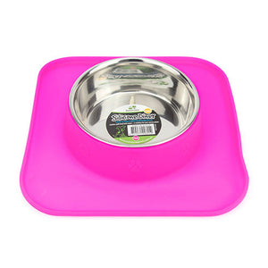 14343 - Animal Accessories - Stainless Steel Bowl with Silicon Diner Mat - Pink - 540ml - Austral Ag
