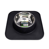 15430 - Animal Accessories - Stainless Steel Bowl with Silicon Diner Mat - Black - 540ml - Austral Ag