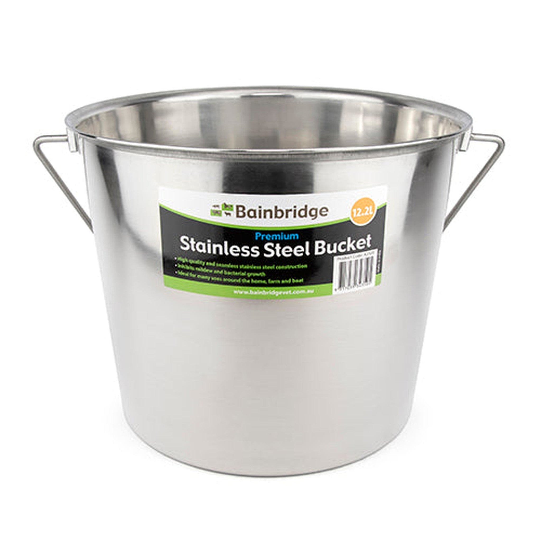 13677 - Animal Accessories - Stainless Steel Bucket - 13.7L - Austral Ag