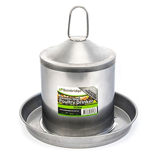 14470 - Animal Accessories - Stainless Steel Poultry Drinker - 2L - Austral Ag
