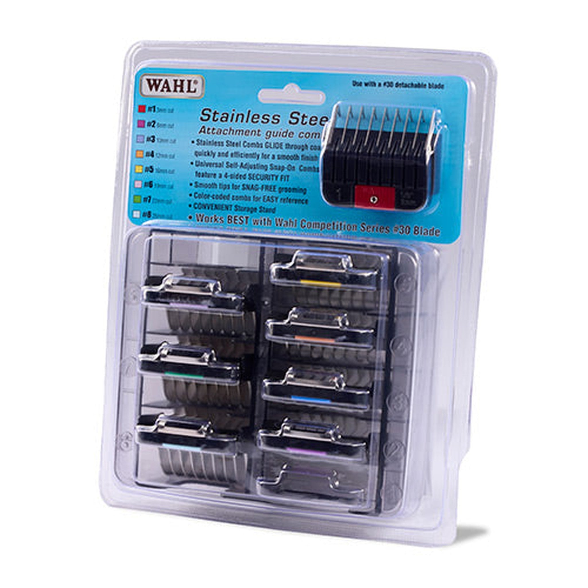 13280 - Animal Accessories - Wahl Set of 8 Metal Guide Attachments 1 - 8 KM - Austral Ag